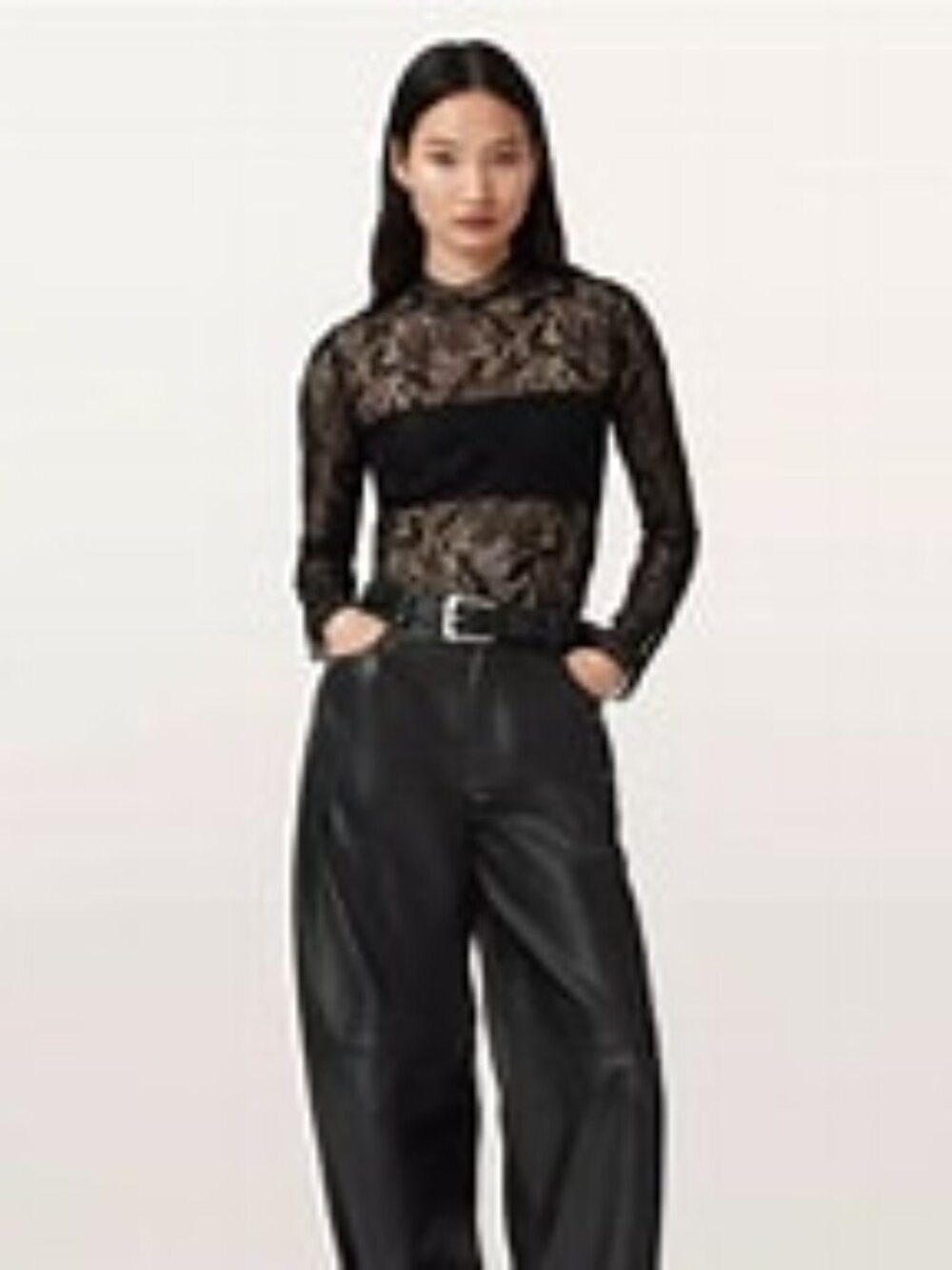 All Saints black lace Aria top